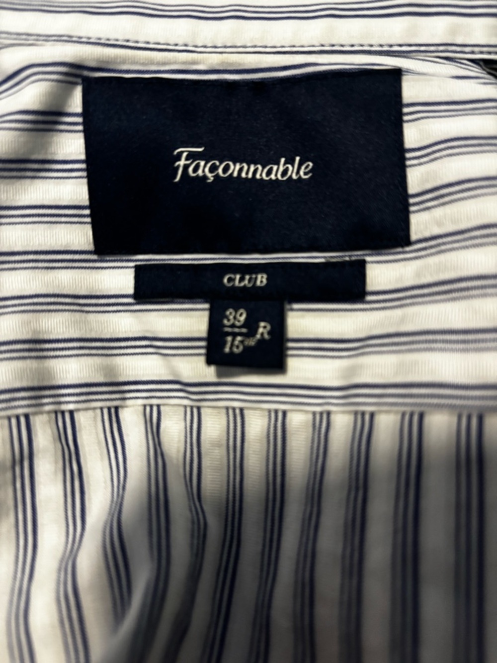 Faconnable Navy and White Striped Dress Shirt